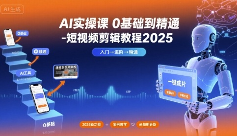 AI实操课0基础到精通-短视频剪辑教程2025-超级会员网