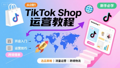 TikTok Shop从0到1运营教程，TikTok跨境电商新手必学课程-超级会员网