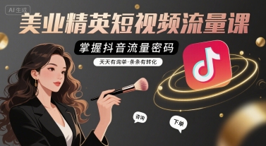 美业精英短视频流量课，掌握抖音流量密码，天天有询单，条条有转化-超级会员网