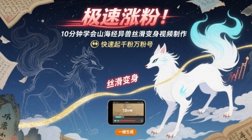 极速涨粉！10分钟学会山海经异兽丝滑变身视频制作，快速起千粉万粉号-超级会员网