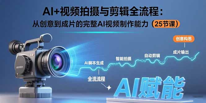 AI+视频拍摄与剪辑全流程：从创意到成片的完整AI视频制作能力(25节课-超级会员网
