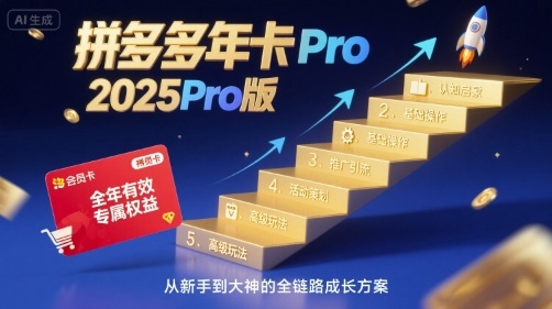 拼多多年卡2025Pro版，五大板块从认知到基础、从推广到活动、从活动到玩法-超级会员网