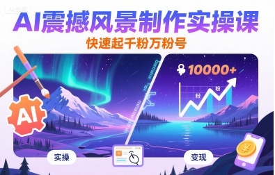 AI震撼风景制作实操课，快速起千粉万粉号-超级会员网