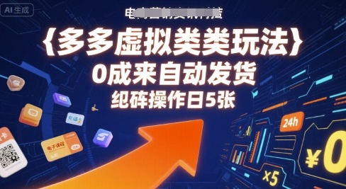 多多虚拟类目玩法，0成本全自动发货，矩阵操作日5张-超级会员网