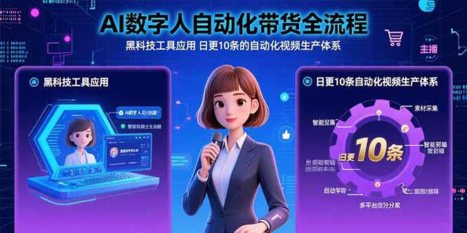 AI数字人自动化带货全流程：黑科技工具应用 日更10条的自动化视频生产体系-超级会员网