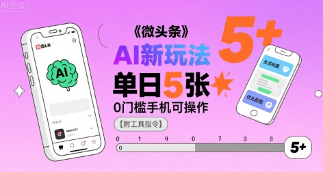 微头条AI新玩法，小白单日5张+，0门槛手机可操作【附工具指令】-超级会员网
