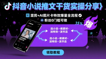 抖音小说推文干货实操分享，混剪+AI图片卡特效爆量全流程，0粉丝0门槛可做-超级会员网