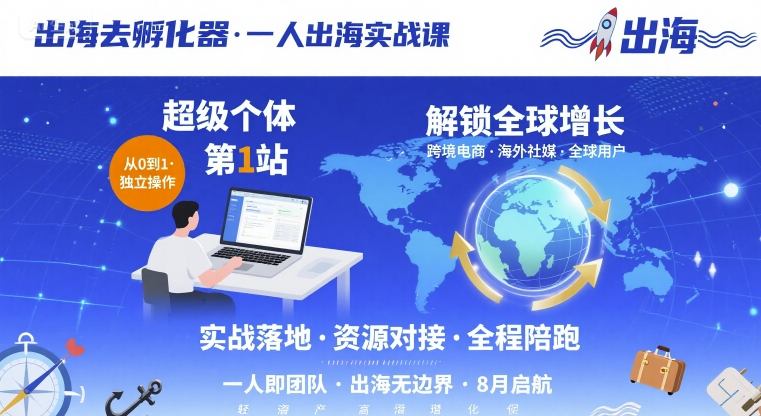 出海去孵化器，一人出海实战课，​超级个体第1站，解锁全球增长-超级会员网