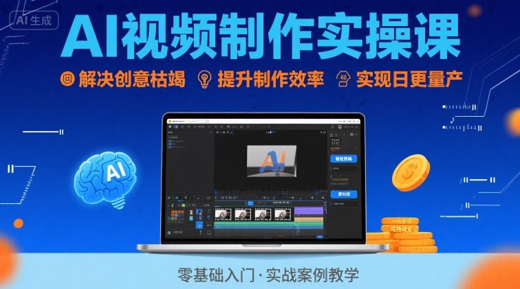 Ai视频制作实操课，解决创意枯竭、效率低下痛点，实现日更量产可持续变现-超级会员网