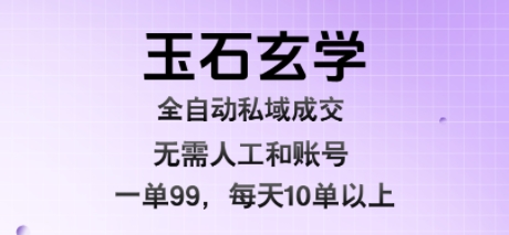 玉石玄学全自动私域成交，一单99每天十单以上，无需人工和矩阵账号，蓝海项目直接干【揭秘】-超级会员网