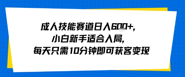 成人技能赛道日入多张，小白新手适合入局，每天只需10分钟即可获客变现-超级会员网