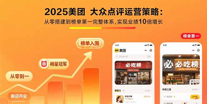 2025美团 大众点评运营策略:从零搭建到榜单第一完整体系,实现业绩10倍增长-超级会员网