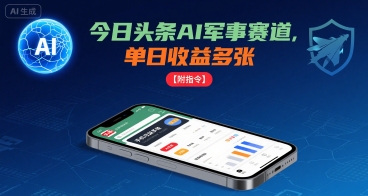 今日头条AI军事赛道，单日收益多张 ，手机可做【附指令】-超级会员网