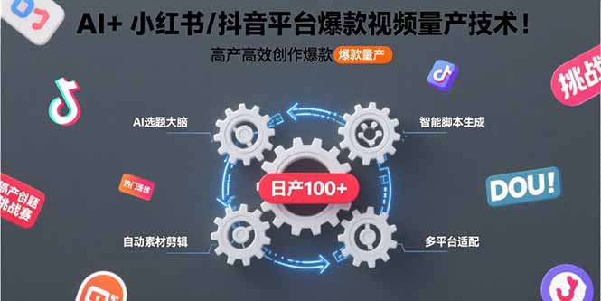 AI+小红书/抖音平台爆款视频量产技术：高产高效创作爆款视频！-超级会员网