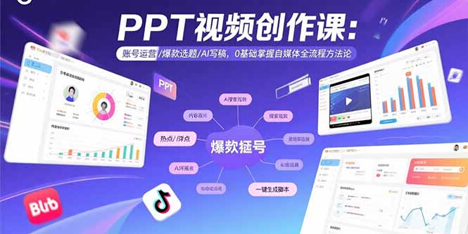 PPT视频创作课：账号运营/爆款选题/AI写稿，0基础掌握自媒体全流程方法论-超级会员网