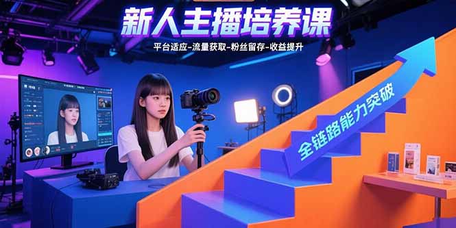 新人主播培养课：平台适应-流量获取-粉丝留存-收益提升 全链路能力突破-超级会员网
