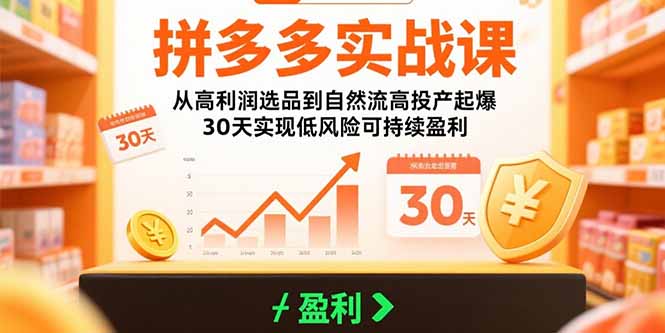 拼多多实战课：从高利润选品到自然流高投产起爆 30天实现低风险可持续盈利-超级会员网