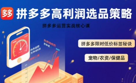 拼多多选品暴利技术实战课，拼多多高利润选品策略，拼多多限时低价标签秘诀-超级会员网