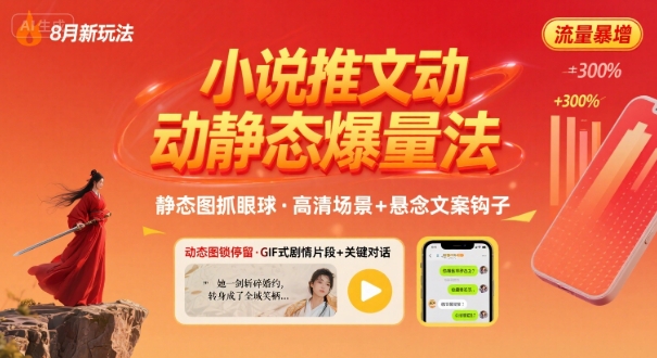 8月小说推文全新玩法，动静态图片+搭配小说文案爆量玩法-超级会员网