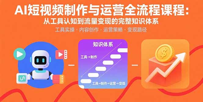 AI短视频制作与运营全流程课程：从工具认知到流量变现的完整知识体系-超级会员网