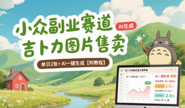 小众副业赛道 吉卜力图片售卖 单日2张+ AI一键生成【附教程】-超级会员网