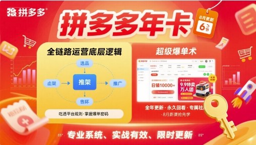 拼多多年卡【8月更新6节】拼多多全链路运营底层逻辑，超级爆单术-超级会员网