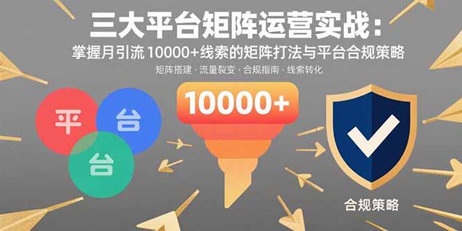 三大平台矩阵运营实战：掌握月引流10000+线索的矩阵打法与平台合规策略-超级会员网