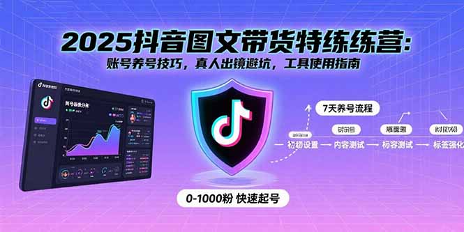 2025抖音图文带货特练营：账号养号技巧，真人出镜避坑，工具使用指南-超级会员网