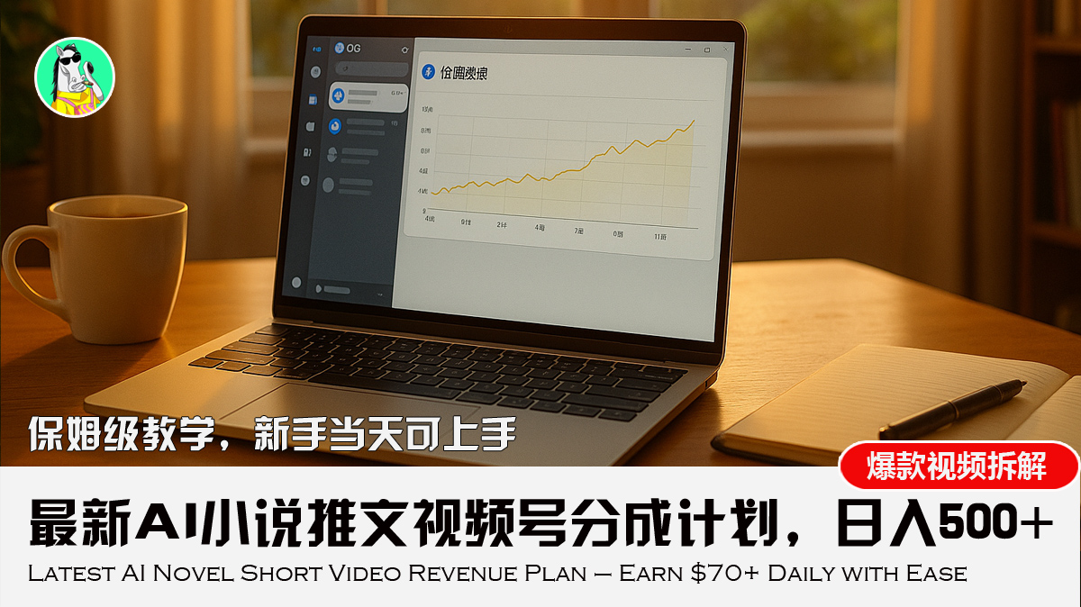 最新AI小说推文视频号分成计划，新手小白也能当天日入500+教程-超级会员网