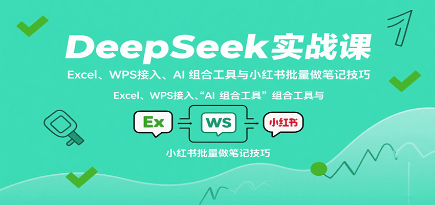 DeepSeek实战课：Excel、WPS接入、AI 组合工具与小红书批量做笔记技巧-超级会员网