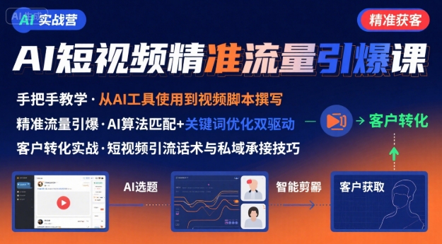 AI+短视频引爆精准客户实战营，手把手教你引爆Ai短视频精准流量-超级会员网