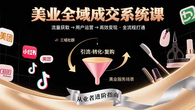 美业全域成交系统课程：帮助美业从业者打通从流量获取到高效变现全流程-超级会员网
