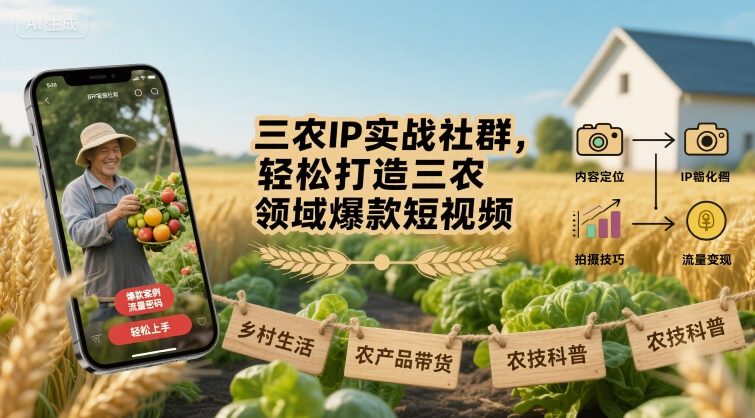 三农IP实战社群，轻松打造三农领域爆款短视频-超级会员网