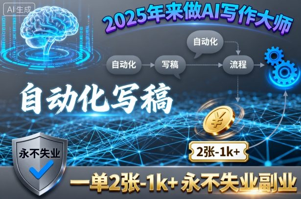 2025年来做AI写作大师，自动化写稿，一单2张-1k+，永不失业副业-超级会员网