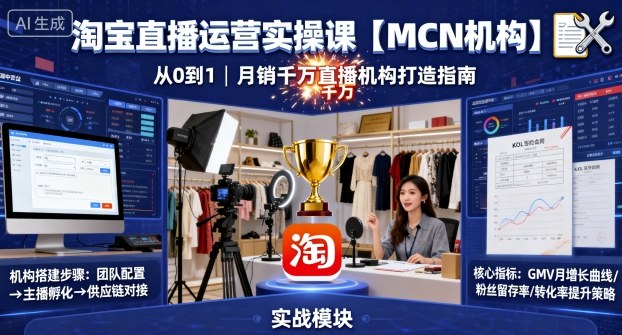 淘宝直播运营实操课【MCN机构】，从0到1做一家月销千W的直播机构-超级会员网