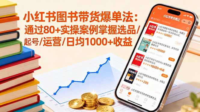 小红书图书带货爆单法：通过80+实操案例掌握选品/起号/运营/日均1000+收益-超级会员网