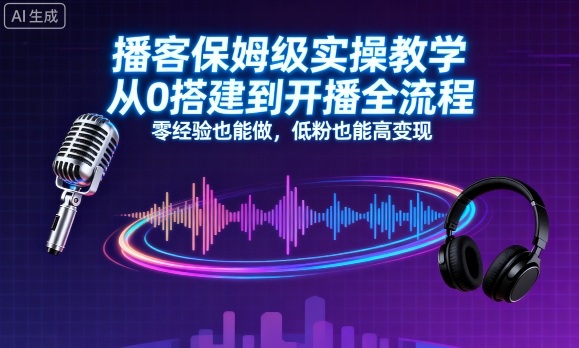 播客保姆级实操教学，从0搭建到开播全流程，零经验也能做，低粉也能高变现-超级会员网
