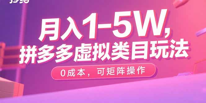 月入1-5W，拼多多虚拟类目玩法，0成本，可矩阵操作-超级会员网