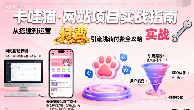卡哇猫·网站项目，网站搭建与运营以及引流跳转付费-超级会员网