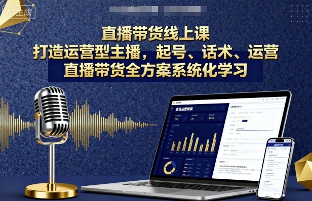 直播带货线上课，打造运营型主播，起号、话术、运营，直播带货全方案系统化学习-超级会员网
