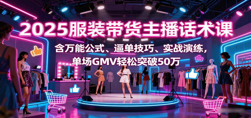 2025服装带货主播话术课，含万能公式、逼单技巧、实战演练，单场GMV轻松突破50万-超级会员网