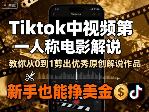 Tiktok中视频第一人称电影解说，教你从0到1剪出一个优秀的原创解说作品，新手也能挣美金-超级会员网