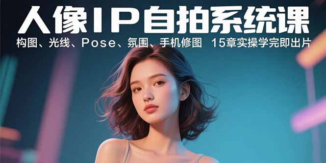 人像IP自拍系统课：构图、光线、Pose、氛围、手机修图 15章实操学完即出片-超级会员网