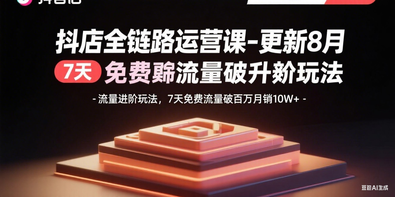 抖店全链路运营课-更新8月：流量进阶玩法，7天免费流量破百万月销10W+-超级会员网