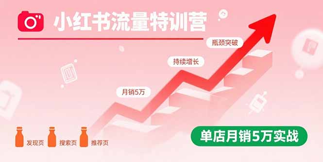 小红书流量特训营：突破流量瓶颈，实现店铺持续增长，单店月销5万实战-超级会员网