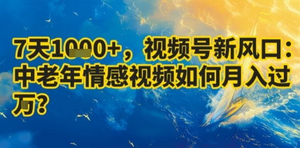 7天收益1k+，视频号新风口：中老年情感视频如何月入过W?-超级会员网