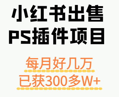 小红书出售PS插件项目，每月都收入好几万，长期操作已获利300多W+-超级会员网