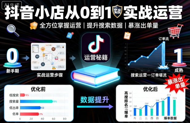 抖音小店从0到1实战运营，帮你全方位掌握小店运营，提升搜索数据与出单量-超级会员网