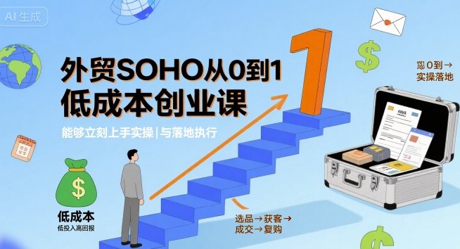外贸SOHO从0到1低成本创业课，能够立刻上手实操与落地执行-超级会员网