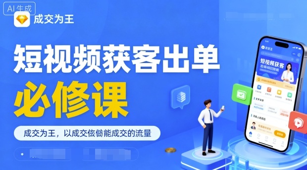 短视频获客出单必修课，成交为王，以成交为导向，直接做能成交的流量-超级会员网